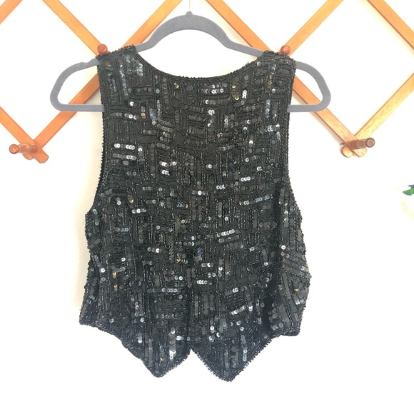 Vintage Sequin Black Vest - Picture 5 of 5